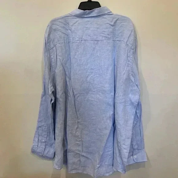 Mens Tasso Elba Linen Woven Button Down Shirt Long Sleeve Size 3XL NWT - B5 - Picture 3 of 9